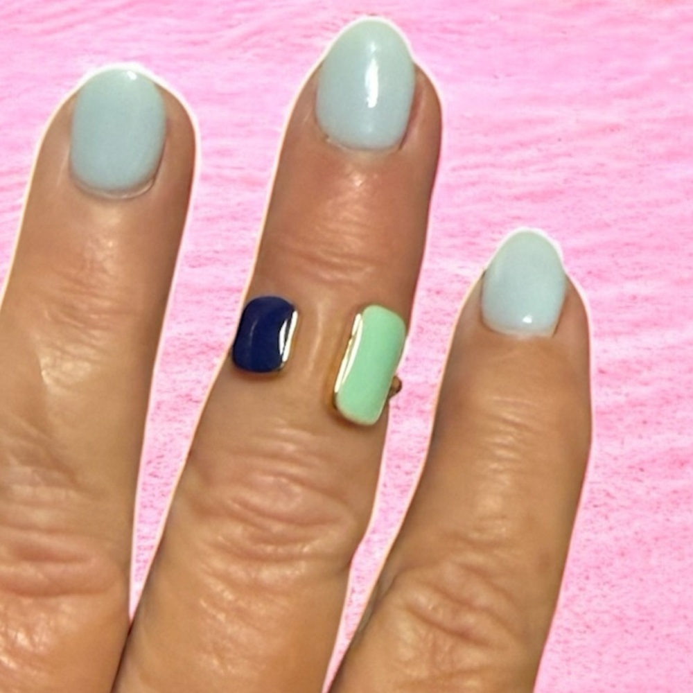 Elegant Blue and Mint Statement Cuff Ring